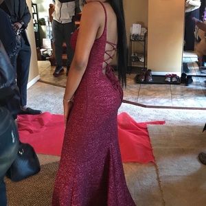 burgundy/maroon shimmery  gown & throw